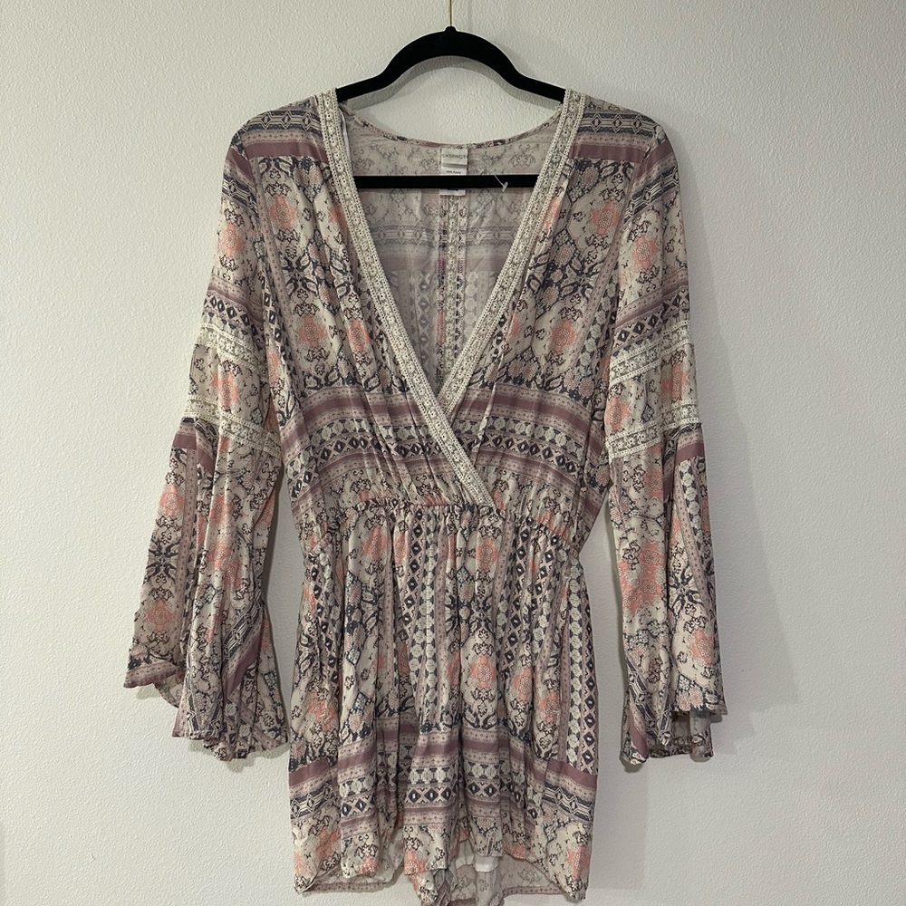 Bohemian Floral Bell Sleeve Romper